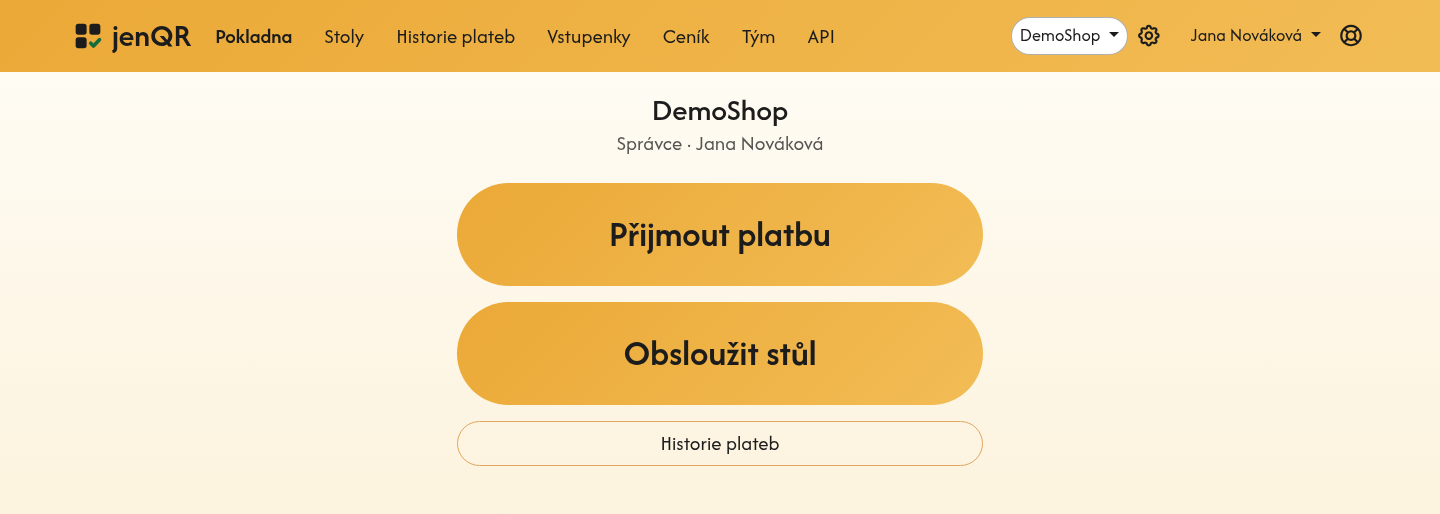 Úvodní obrazovka aplikace