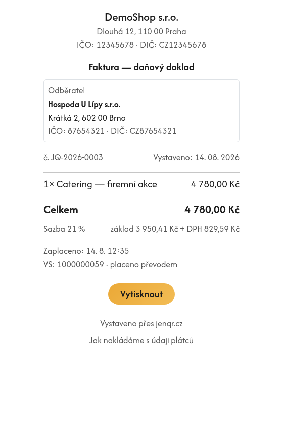 Faktura — daňový doklad