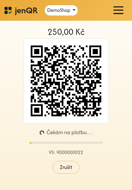 Obrazovka s QR kódem