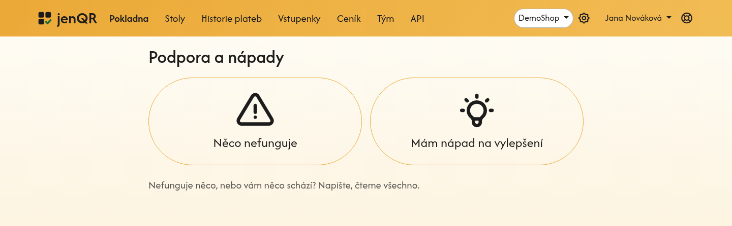 Podpora a nápady