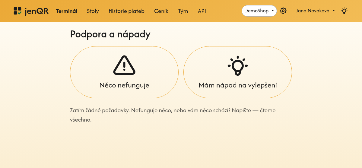 Podpora a nápady